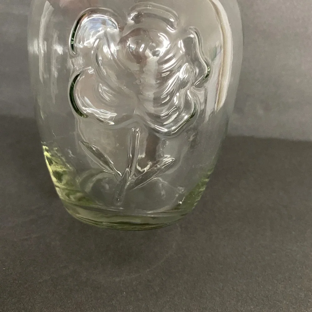 Clear Glass Rose Flower Embossed Vase Bud Vase‎ Home Decor Floral Display